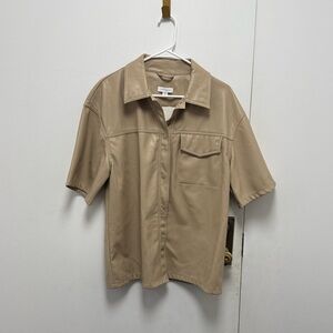Topshop Beige Faux Leather Jacket